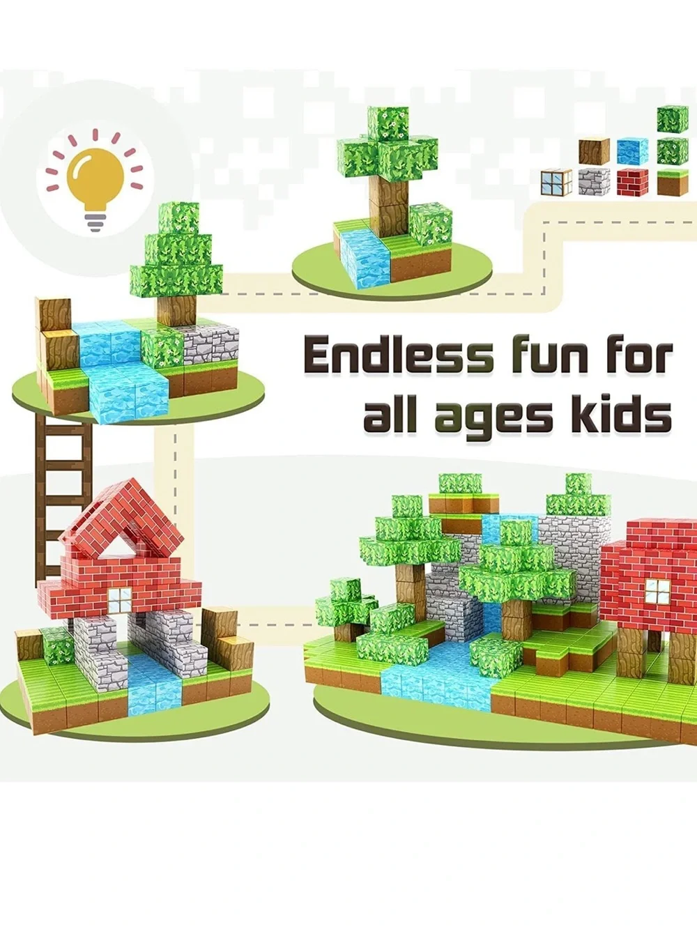 100PCS Magnetic Blocks Build Magnet Forrest World Montessori Sensory Educational